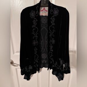 JOHNNY WAS VELVET EMBROIDERED JACKET NWOT